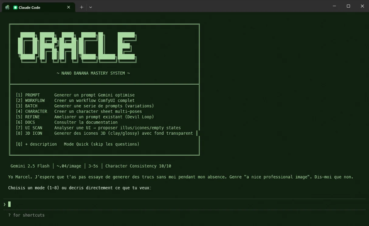 Screenshot de /prompt-oracle en action
